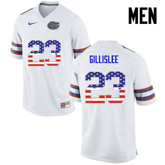 Men's Florida Gators #23 Mike Gillislee NCAA Nike White USA Flag Fashion Authentic Stitched College Football Jersey FLN6862XB